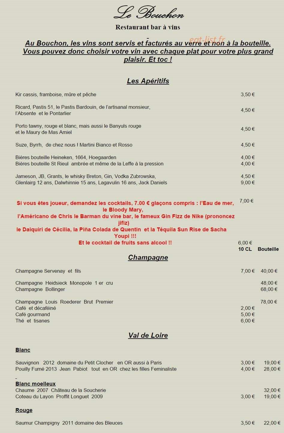 Le Bouchon — carte page 4