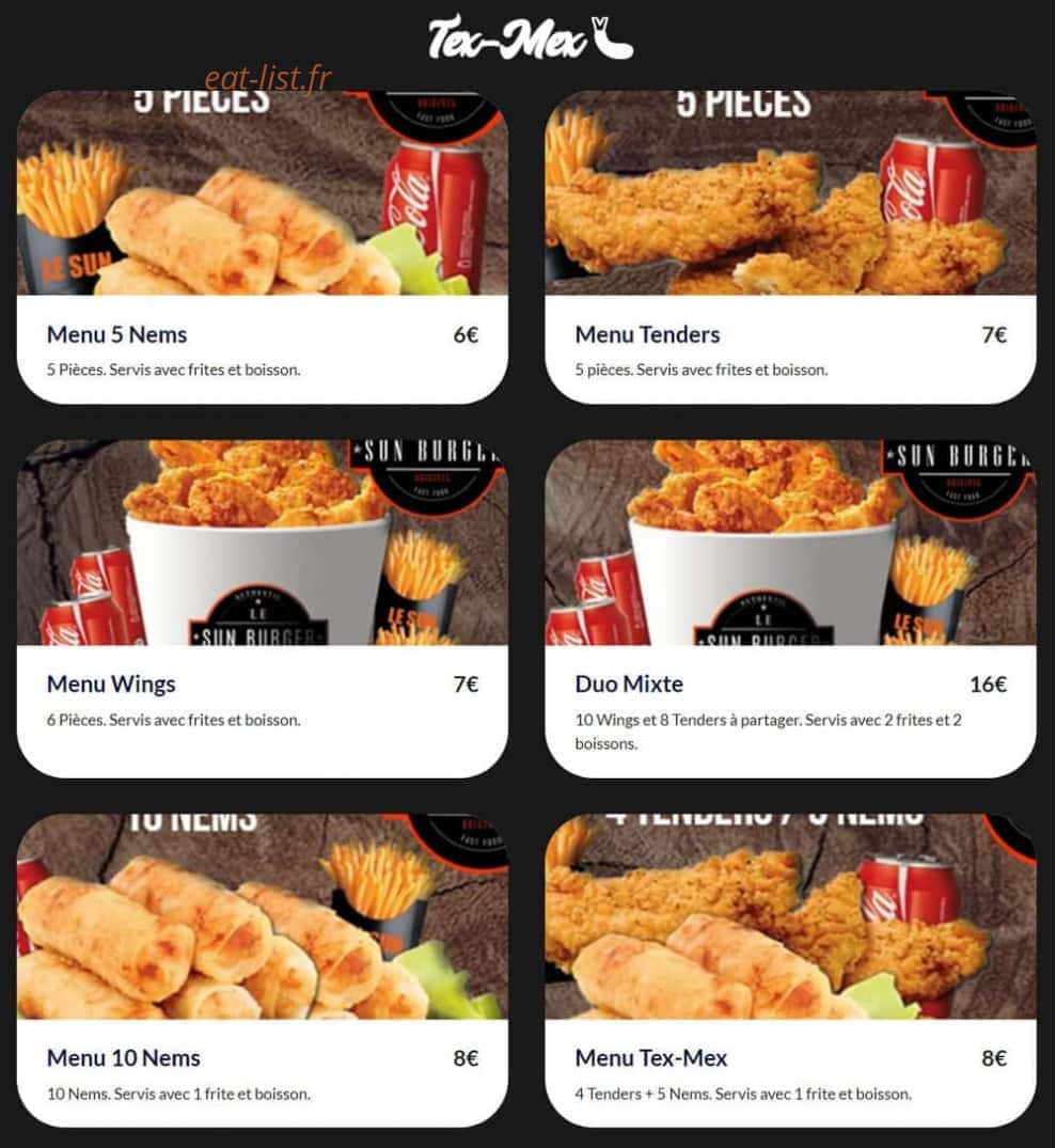 Le Sun Burger — carte page 6