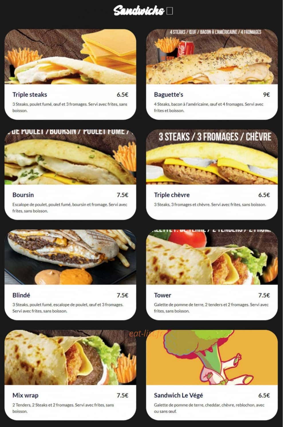 Le Sun Burger — carte page 3