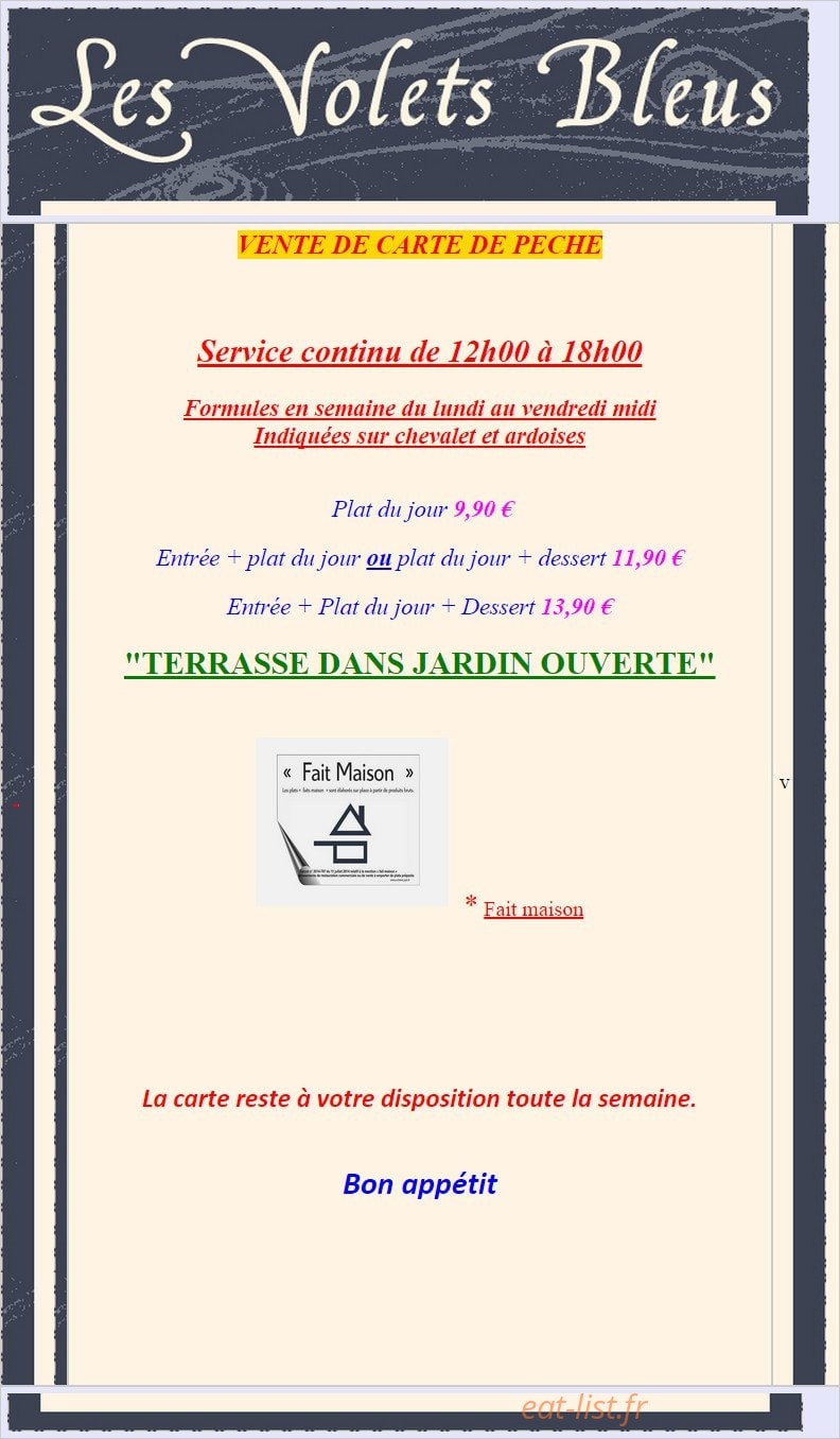Les Volets Bleus — carte page 1