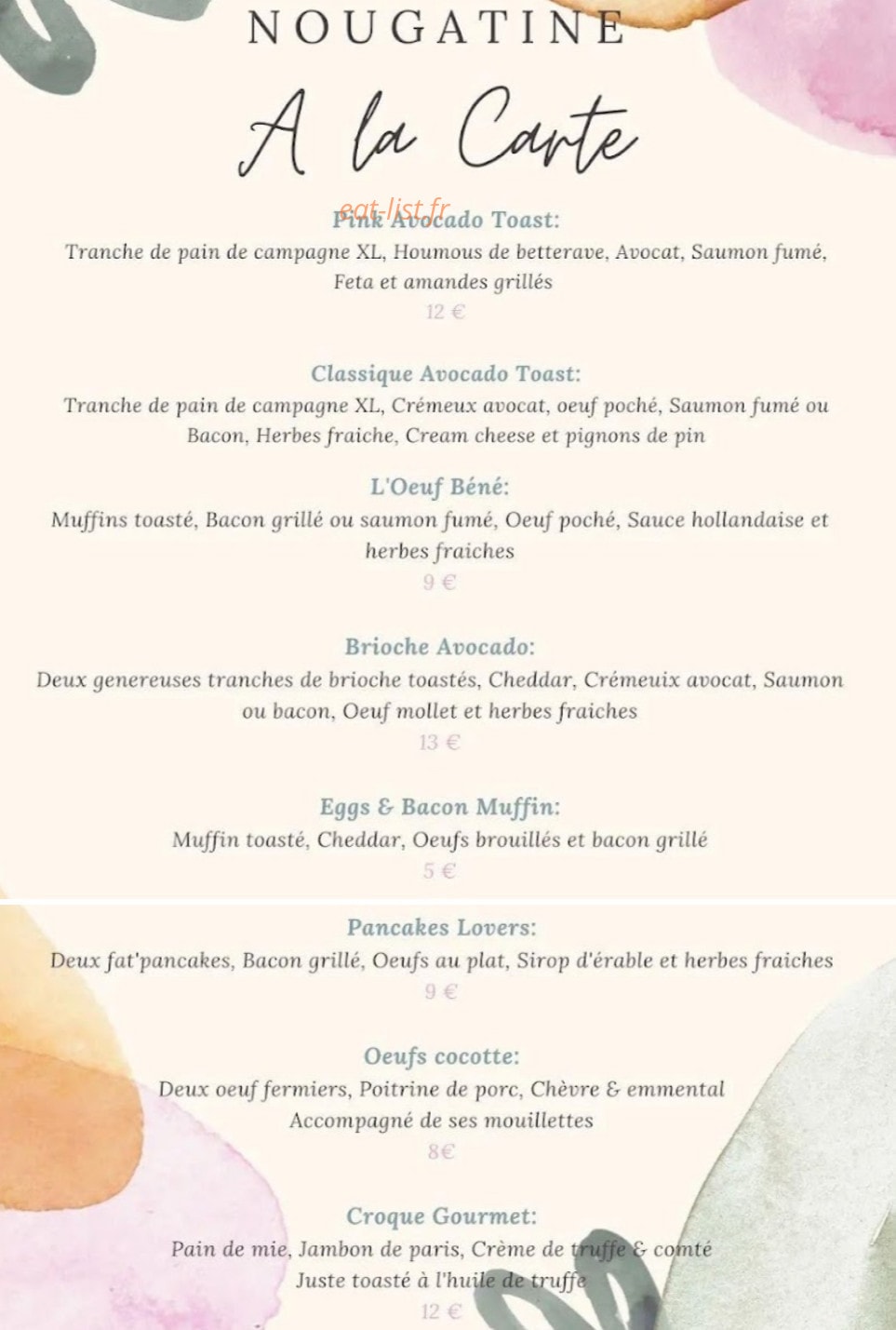 Nougatine — carte page 1