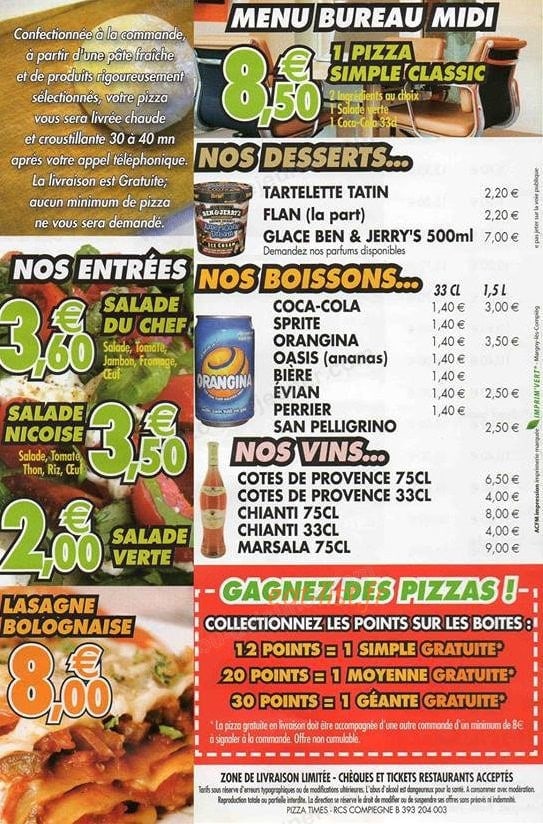 Pizza Times — carte page 2