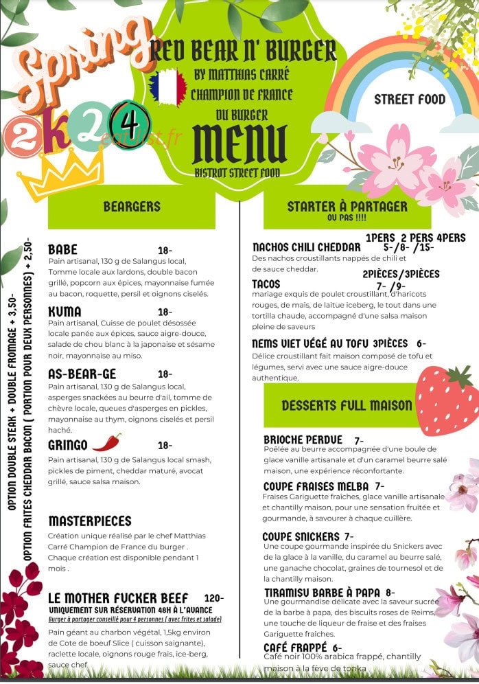 Red Bear N' Burger — carte page 3
