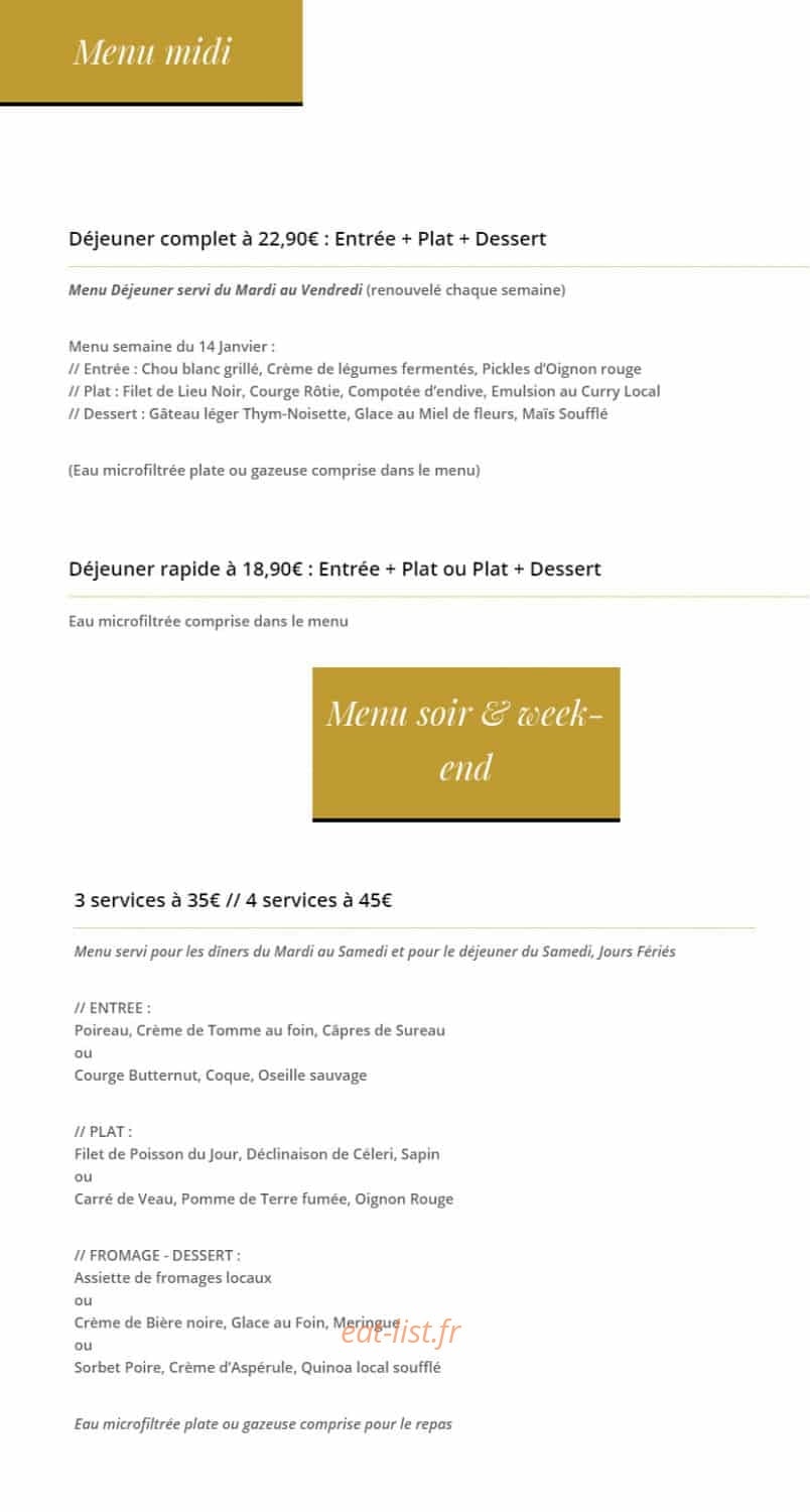Restaurant Rhizome — carte page 1