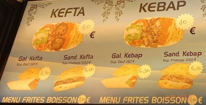 Resto Kebap — carte page 1