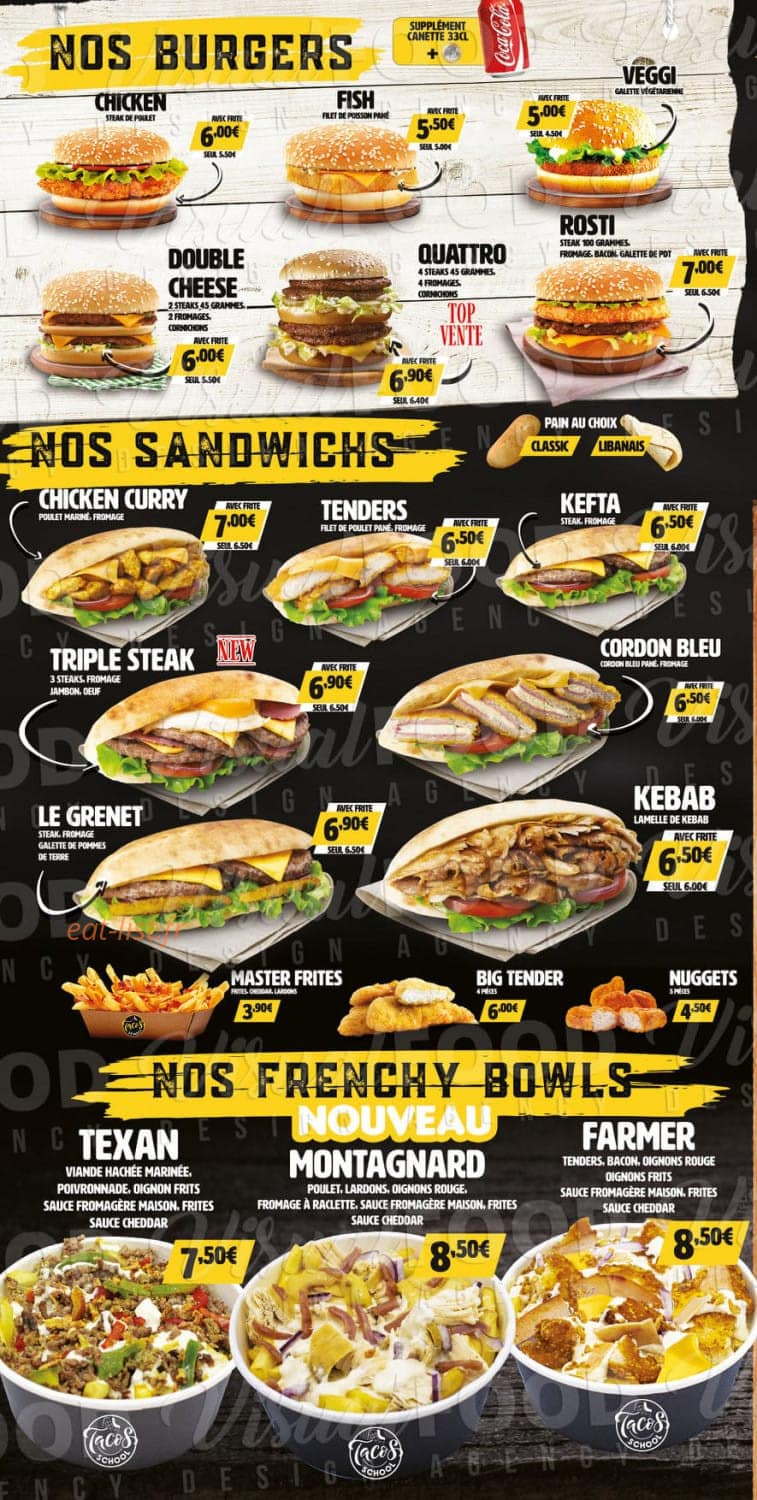 Tacos School — carte page 2