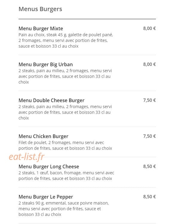 Urban food — carte page 3