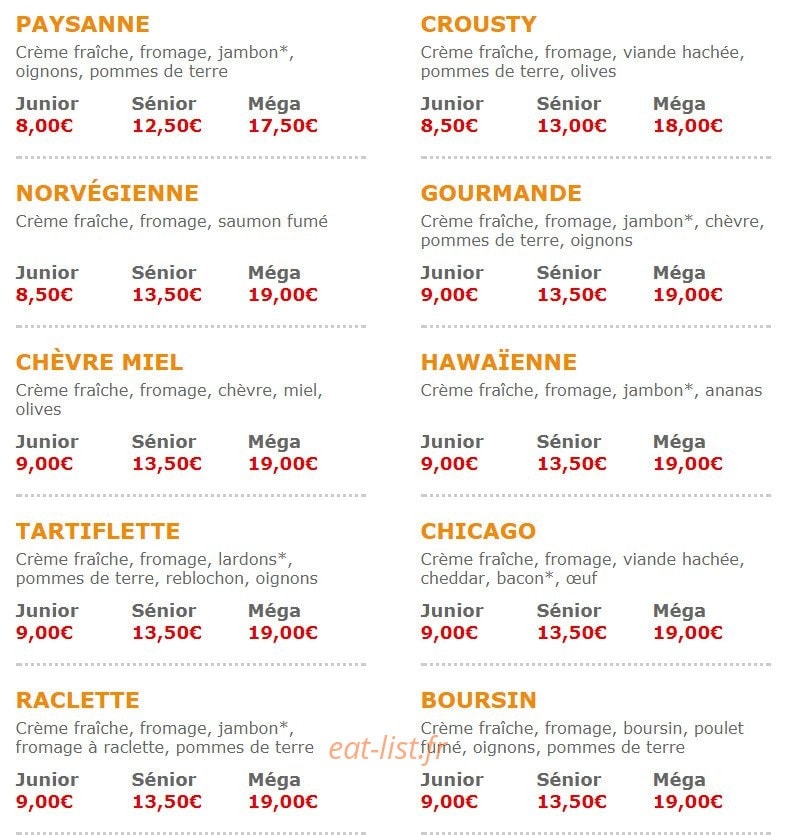 Pizza Crousty — carte page 3