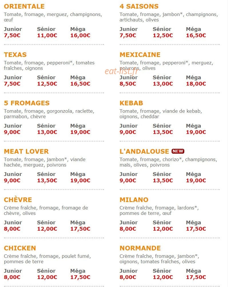 Pizza Crousty — carte page 2
