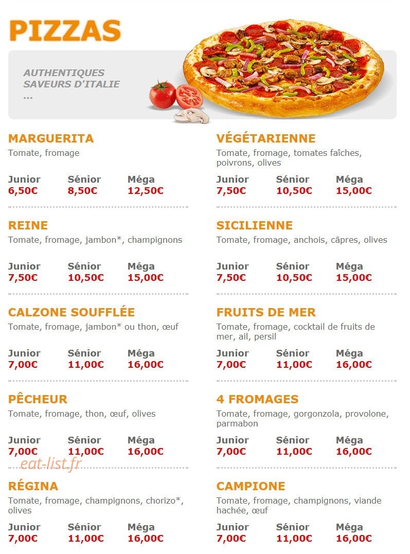 Pizza Crousty — carte page 1