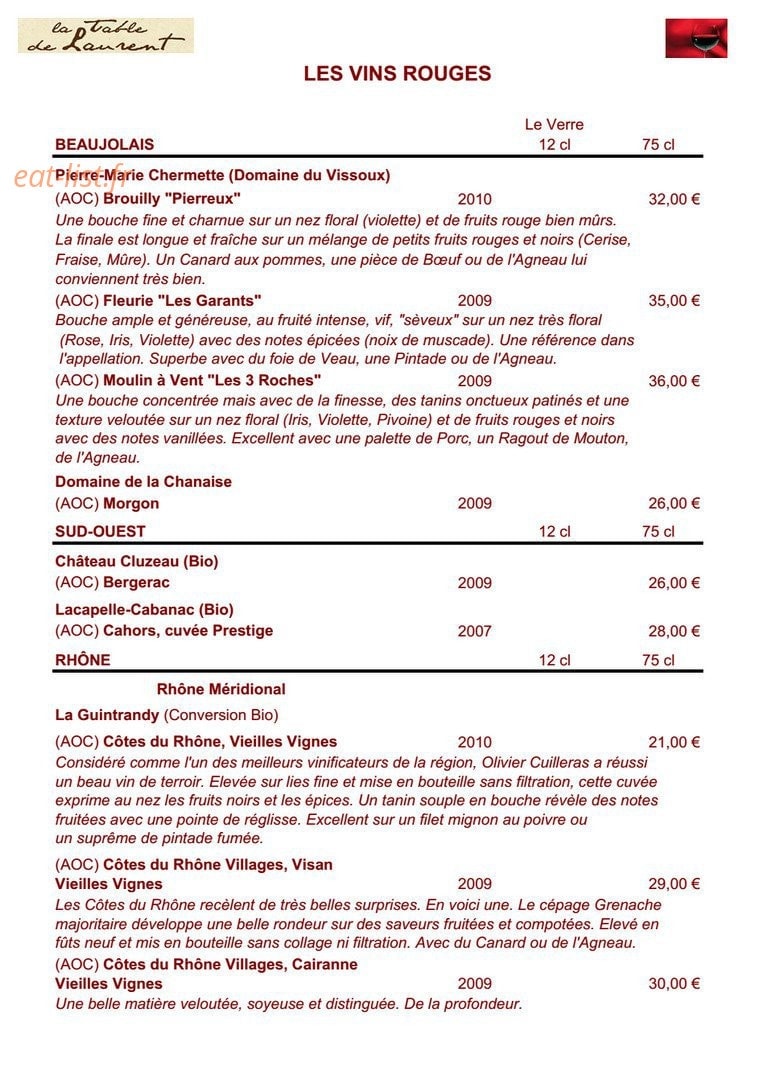 La Table De Laurent — carte page 12