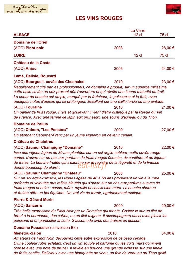 La Table De Laurent — carte page 15