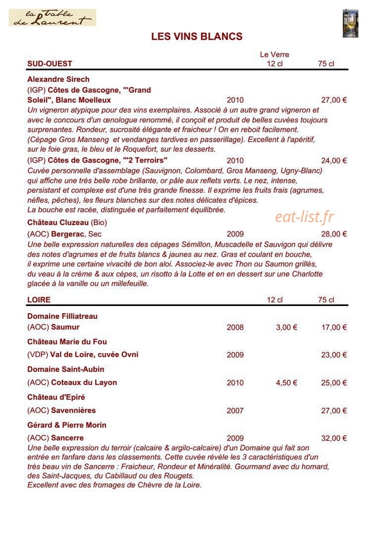 La Table De Laurent — carte page 6