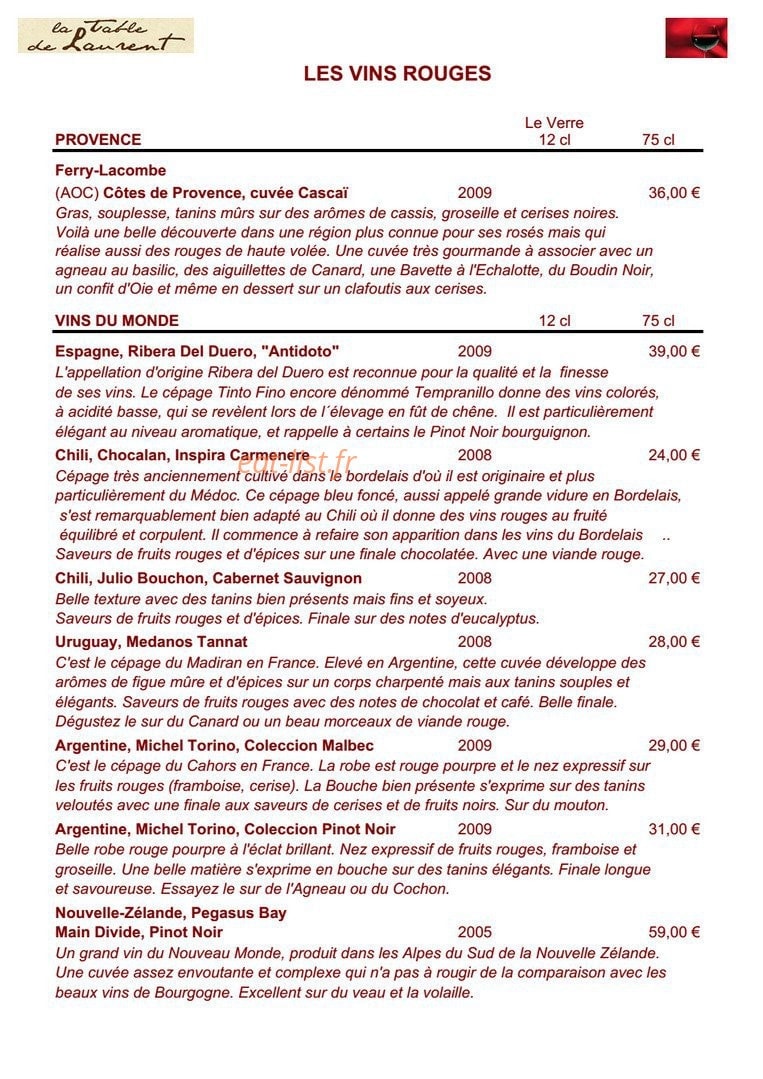 La Table De Laurent — carte page 16