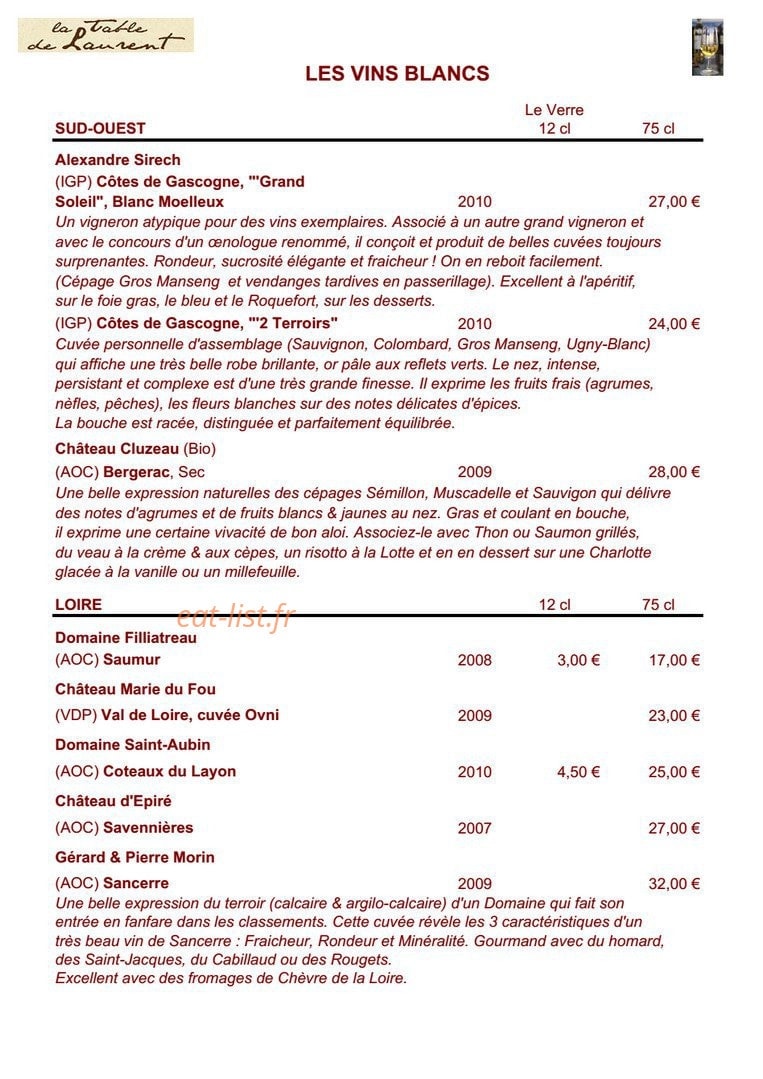 La Table De Laurent — carte page 8
