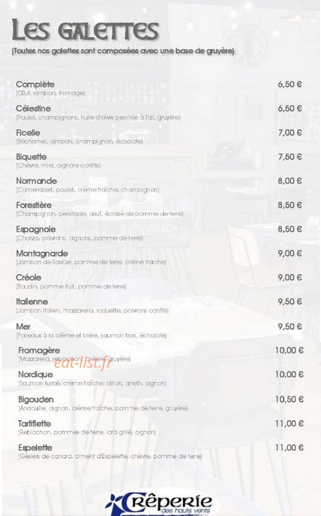 Crêperie des Hauts Vents — carte page 2