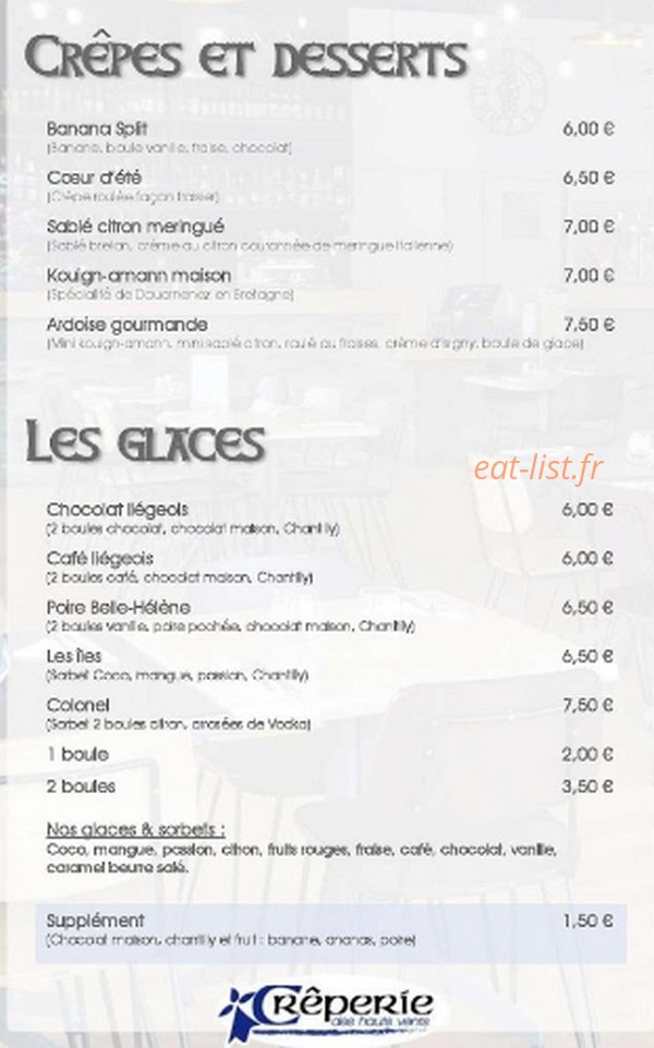Crêperie des Hauts Vents — carte page 3