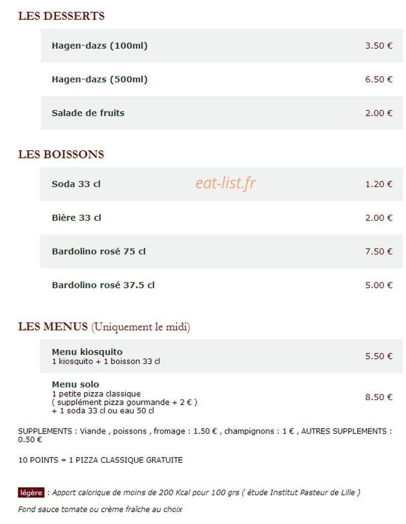 Le Kiosque à Pizzas — carte page 5