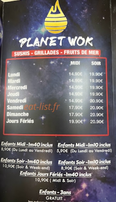 Planet Wok — carte page 1