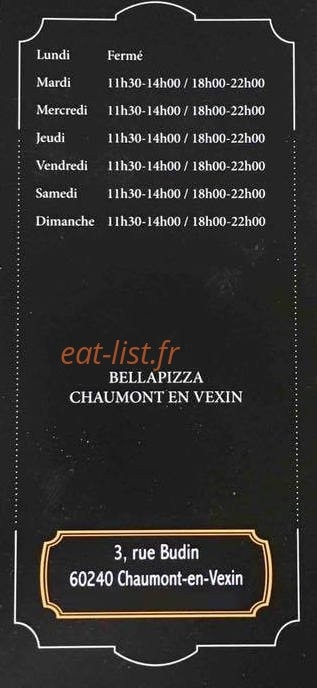 Bella Pizza — carte page 2