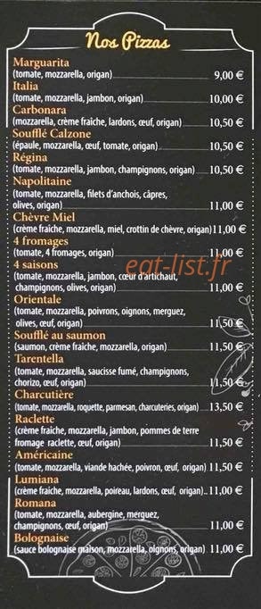 Bella Pizza — carte page 4