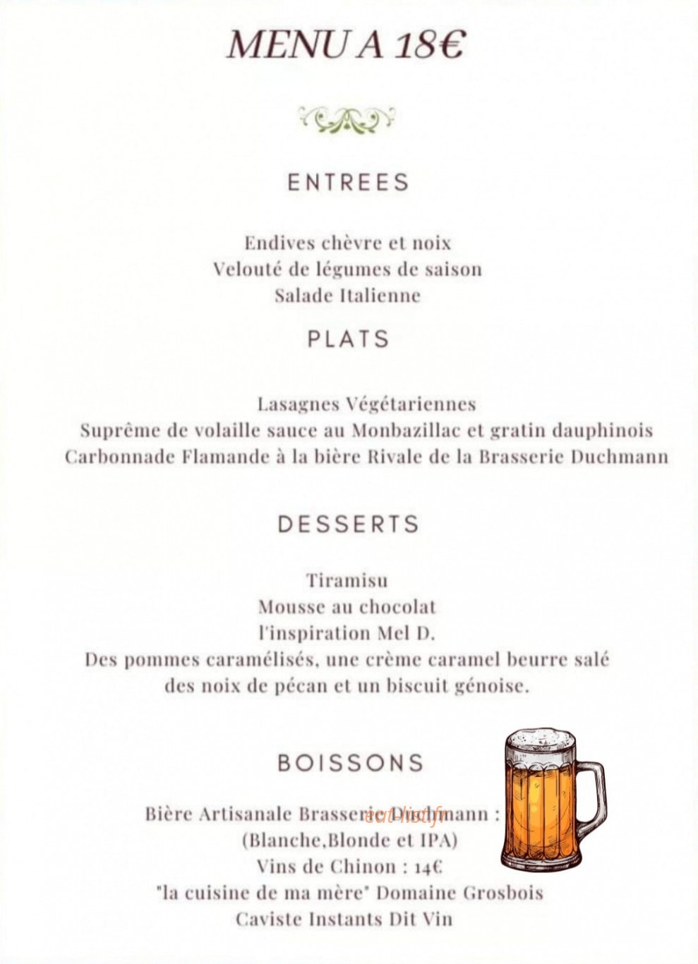 Brasserie Duchmann — carte page 1