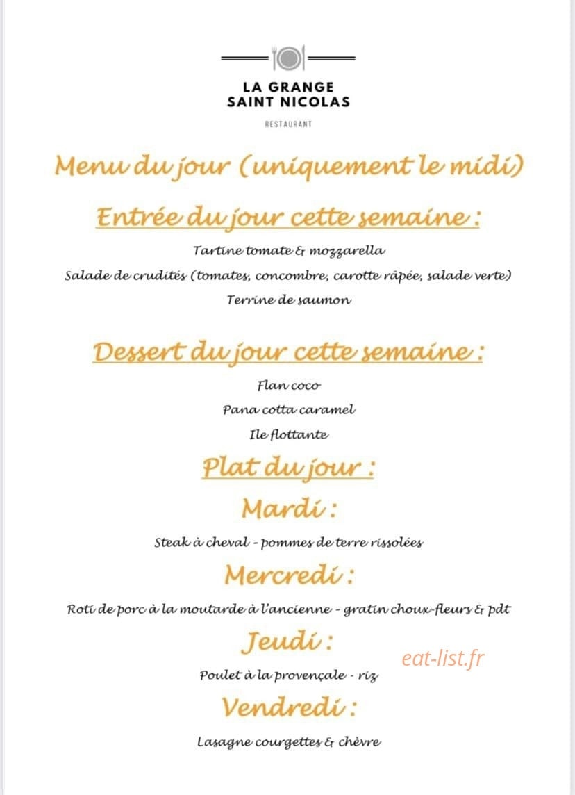 La Grange Saint Nicolas — carte page 1