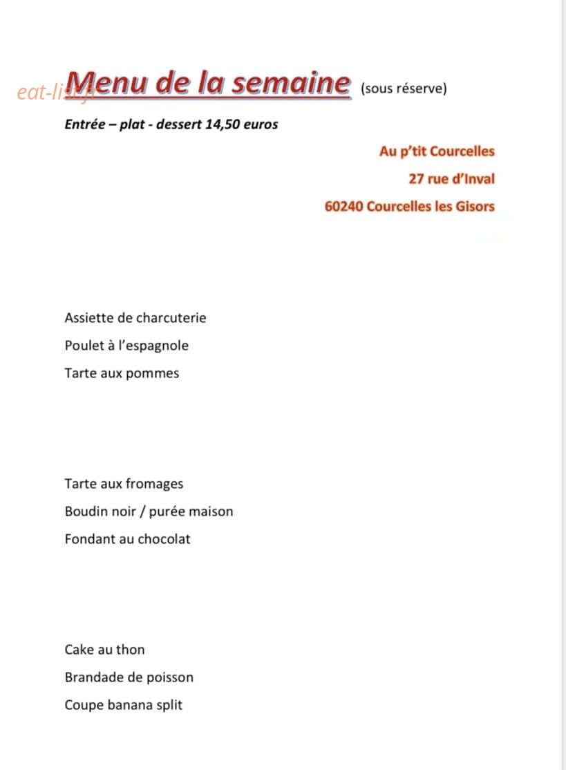 Au p'tit courcelles — carte page 1