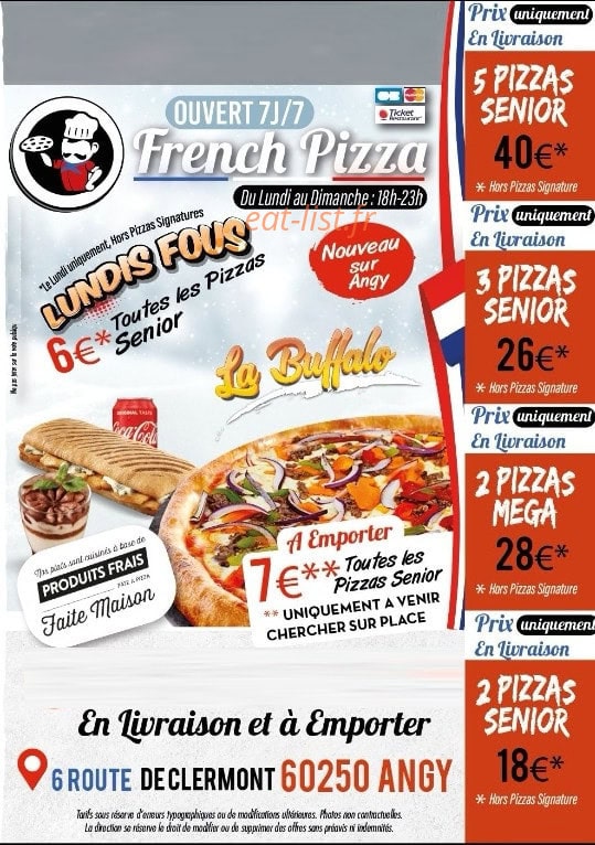 French Pizza — carte page 1