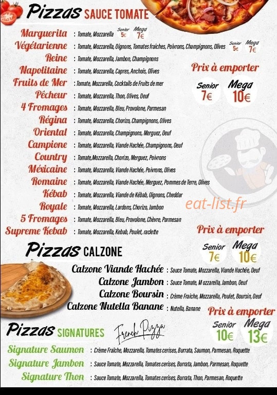French Pizza — carte page 3