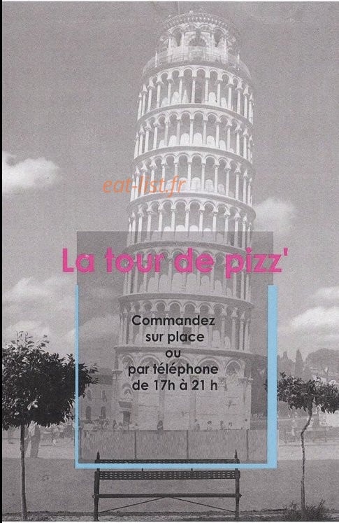 La Tour de Pizz' — carte page 1