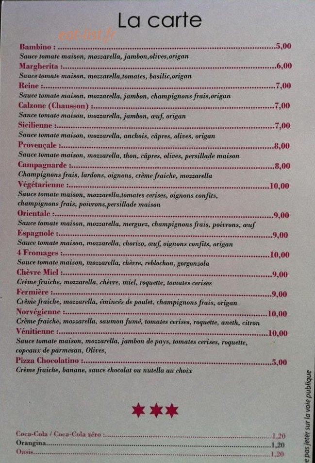 La Tour de Pizz' — carte page 2