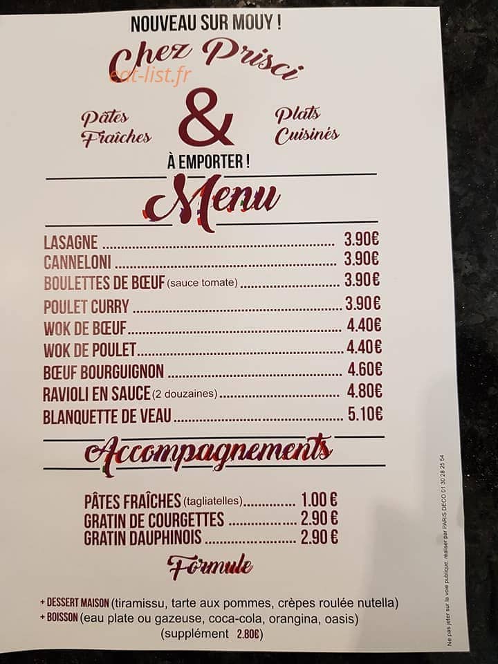 Chez Prisci — carte page 3
