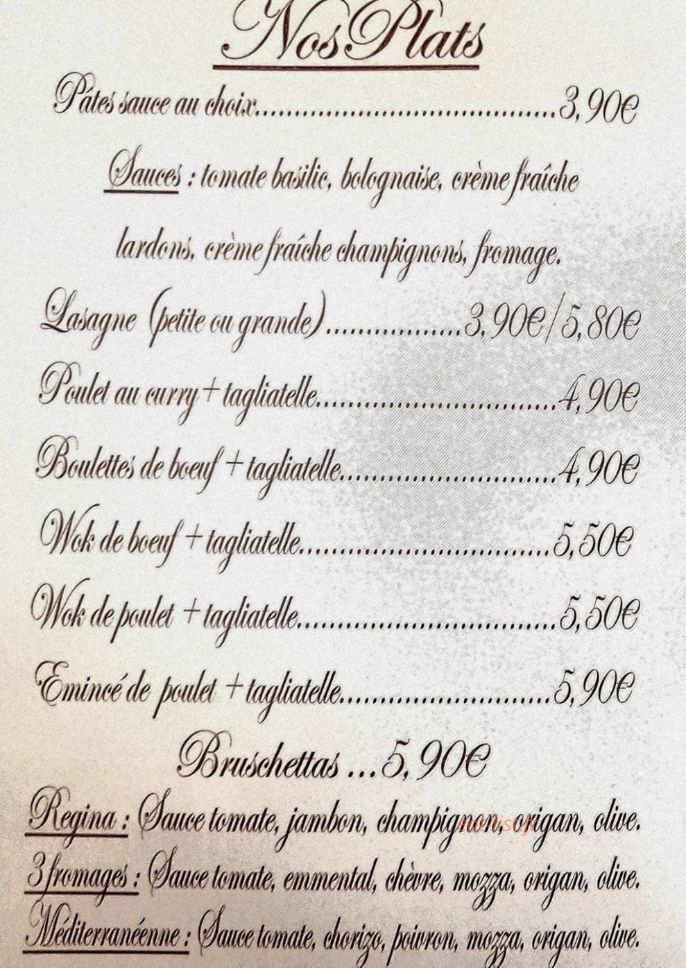 Chez Prisci — carte page 1
