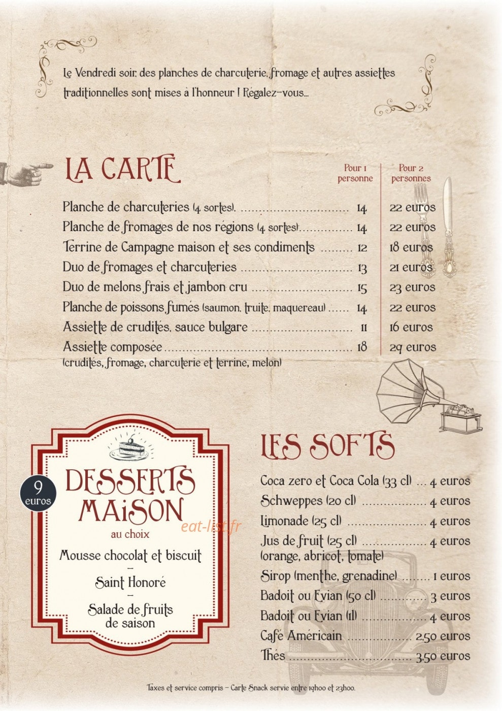 Au Moulin à Vent — carte page 2