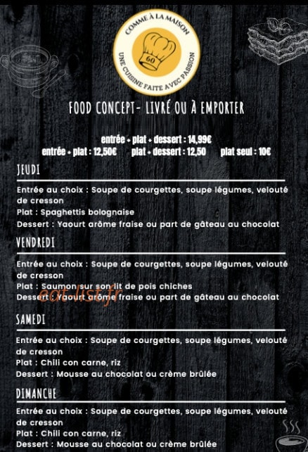 Comme à la Maison — carte page 1