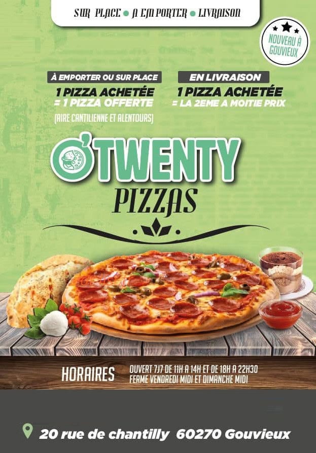 O'Twenty Pizza — carte page 1