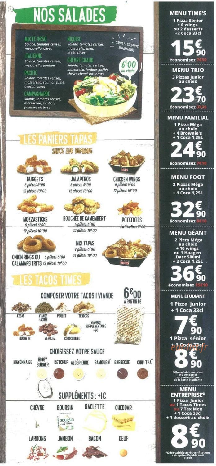 Pizza Time's — carte page 3