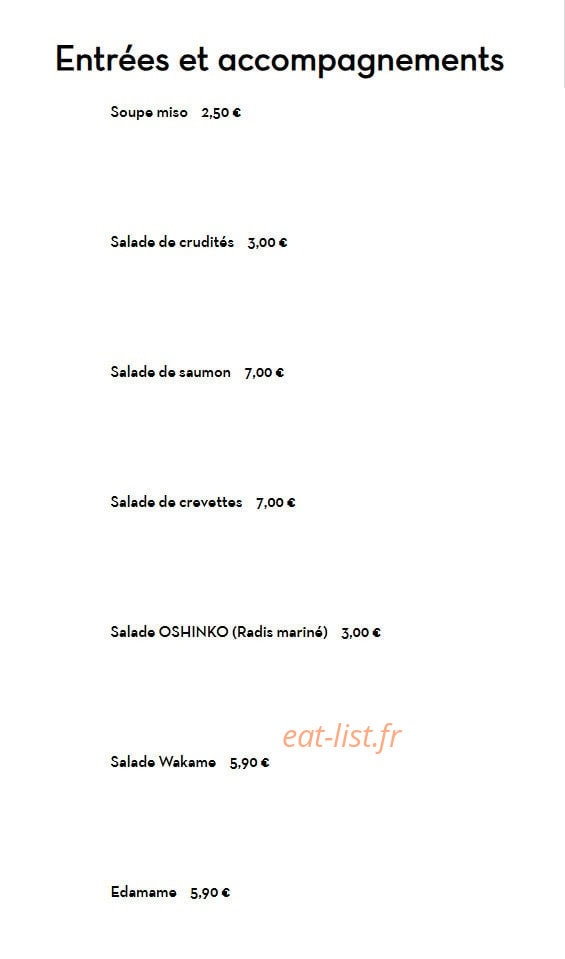 Sushi's Bar — carte page 1