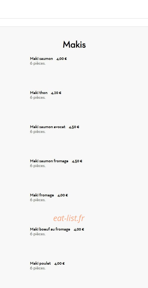 Sushi's Bar — carte page 25