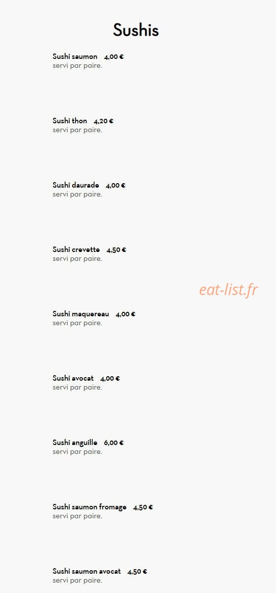 Sushi's Bar — carte page 29