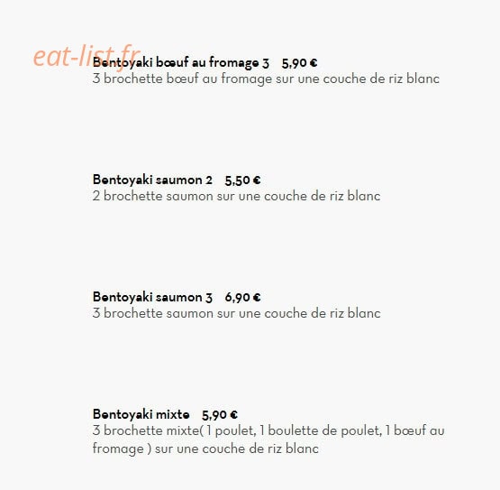 Sushi's Bar — carte page 19