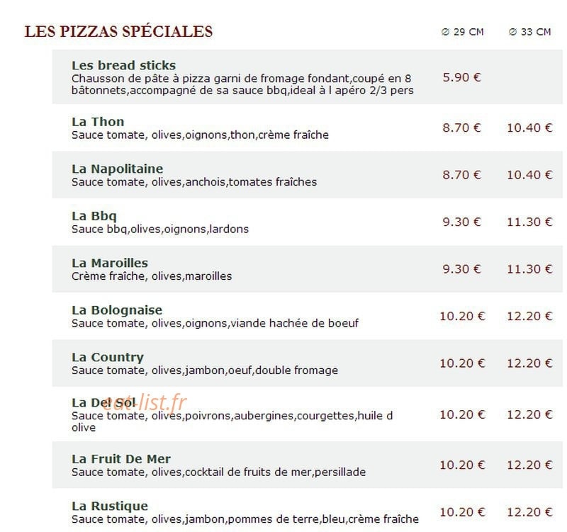Le Kiosque à Pizzas — carte page 3