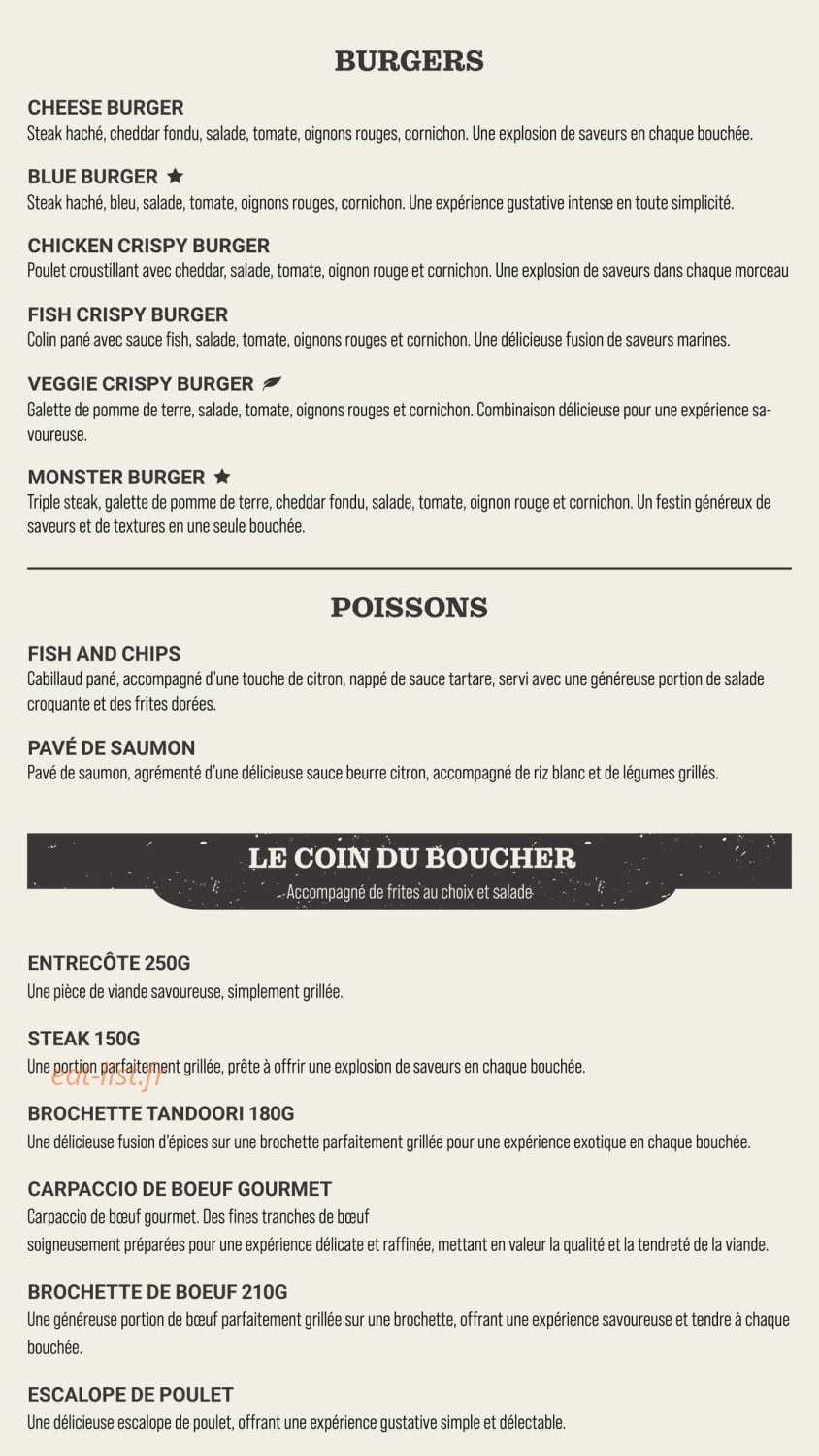 Escale Gourmet — carte page 2