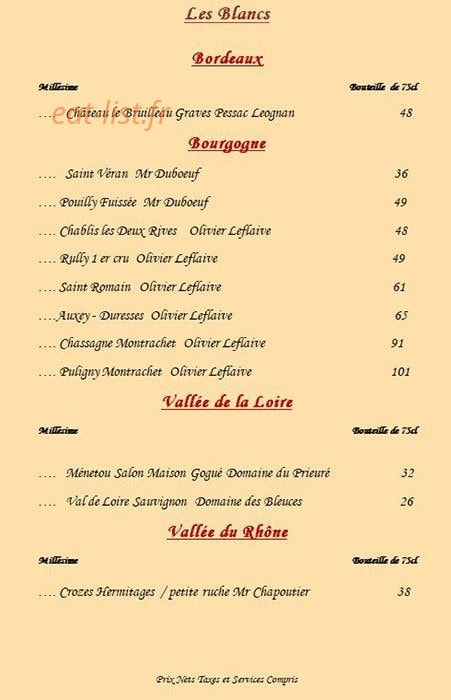 Auberge de Fontaine — carte page 8