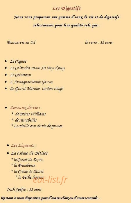 Auberge de Fontaine — carte page 11