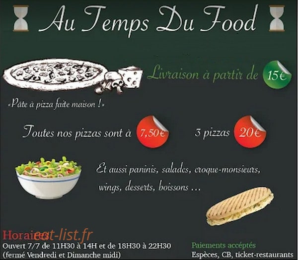 Au temps du food — carte page 1
