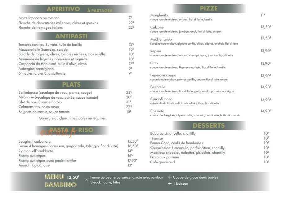 Campioli Trattoria — carte page 2