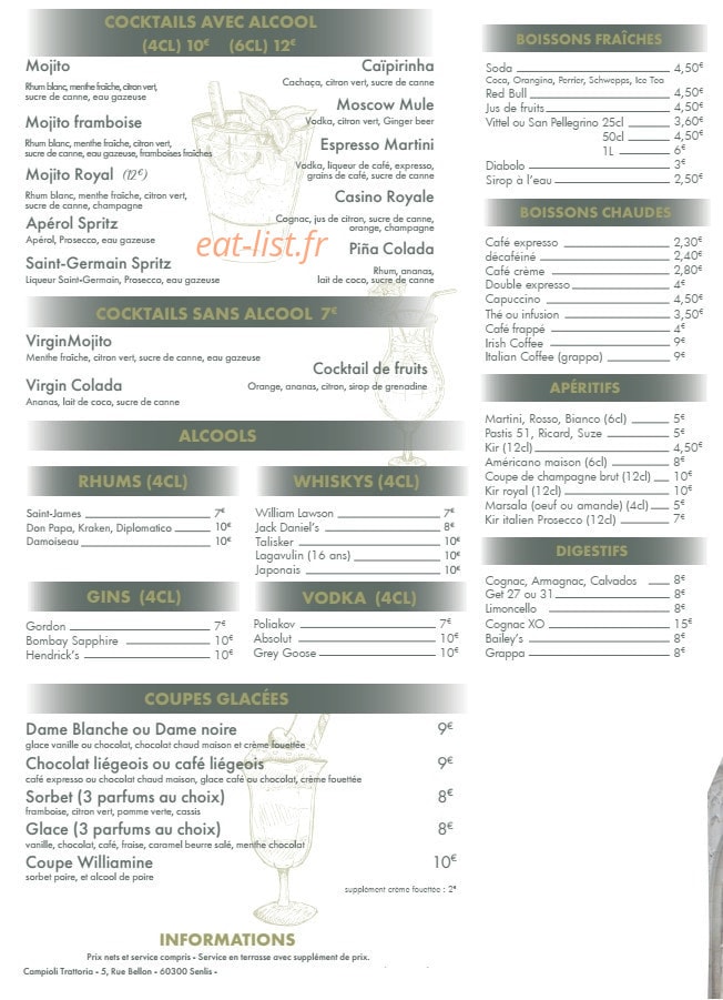 Campioli Trattoria — carte page 3