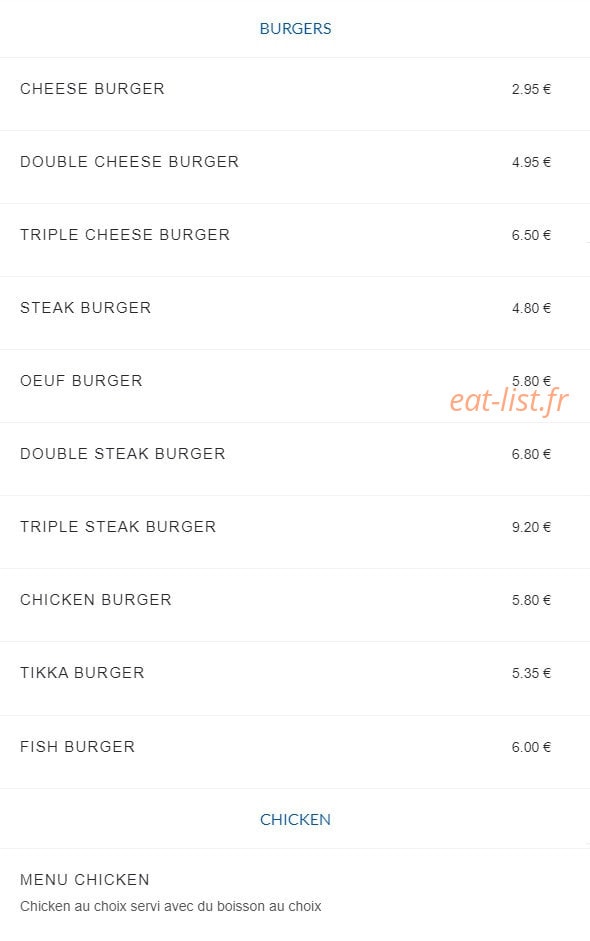 Hot chicken — carte page 2